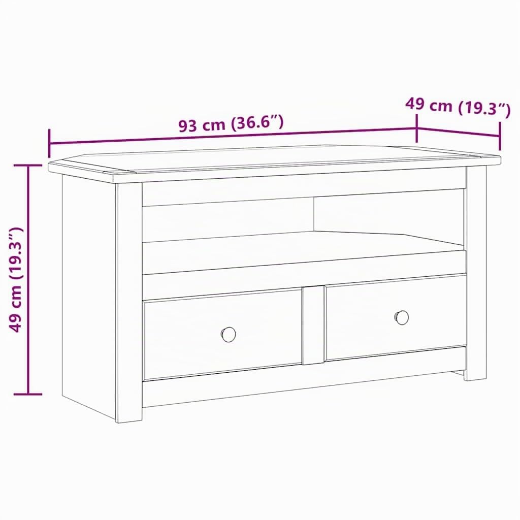 vidaXL Mobile Porta TV Angolare 93x49x49 cm Pino Massello Panama Range