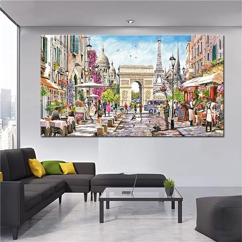 Peinture Diamant Ville pour Décoration Murale de Salon Grand Format DIY 100x230cm Fheeao