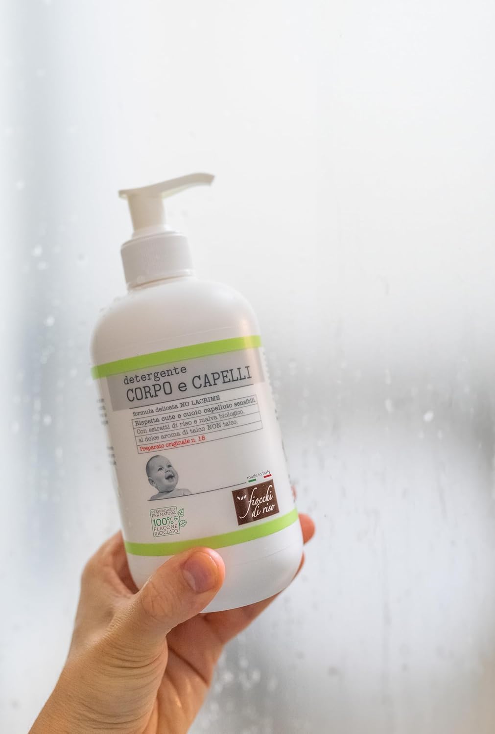 Fiocchi di Riso Detergente Corpo e Capelli Bimbi, Formula No Lacrime con Estratti di Riso e Malva Biologico, 4x400ml