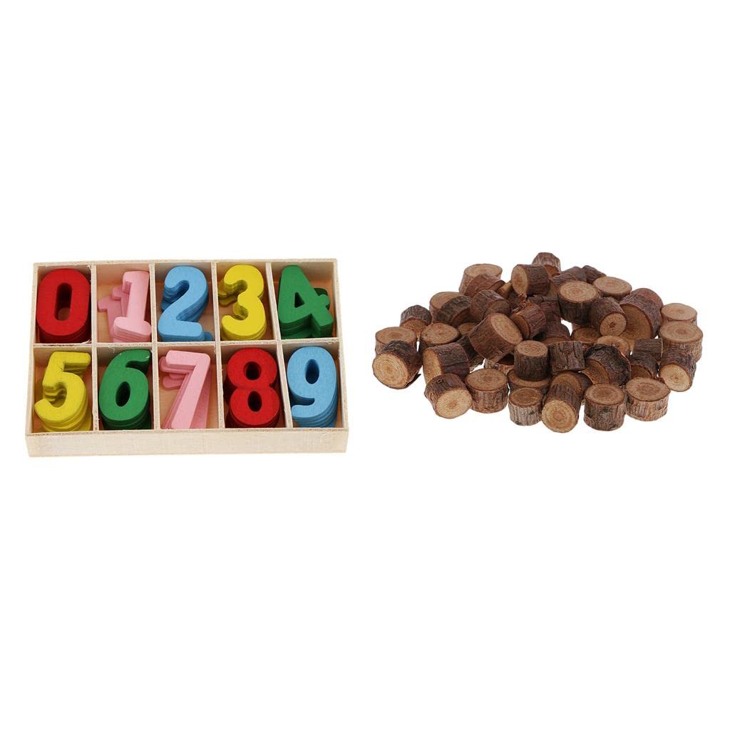 50 Pieces Wood Round Log Slices Discs and 60 Pieces Colorful Wooden Numbers-image-47