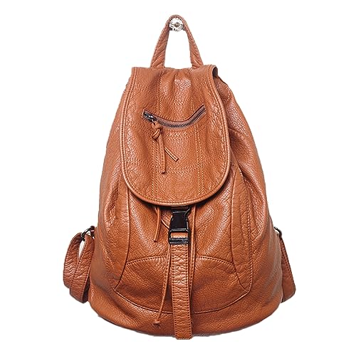 AlwaySky Women’s Faux Leather Hobo Drawstring Backpack Brown