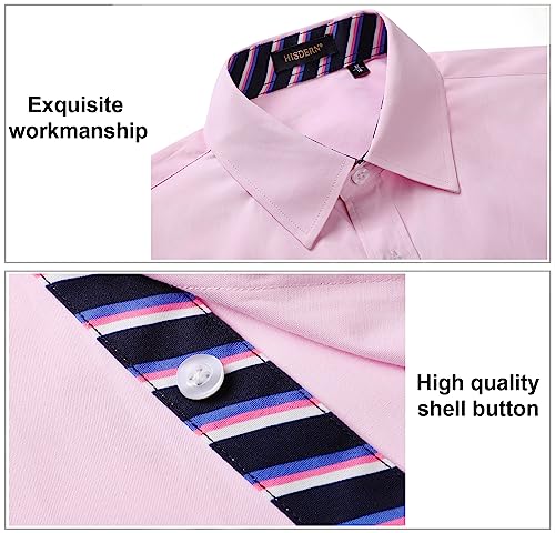 Image of HISDERN Mens Dress Shirts Long Sleeve Button Down Casual Shirts for Men Inner Contrast Formal Business Tuxedo Wedding Shirt