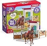 schleich Horse Club | Pferdebox mit Hannah & Cayenne 42710 | Set inkl. Stall, bewegliche Mädchenfigur, Pferd, Zaun & Zubehör | Geschenk für Kinder ab 5 Jahren | 25 Teile | exklusiv bei Amazon
