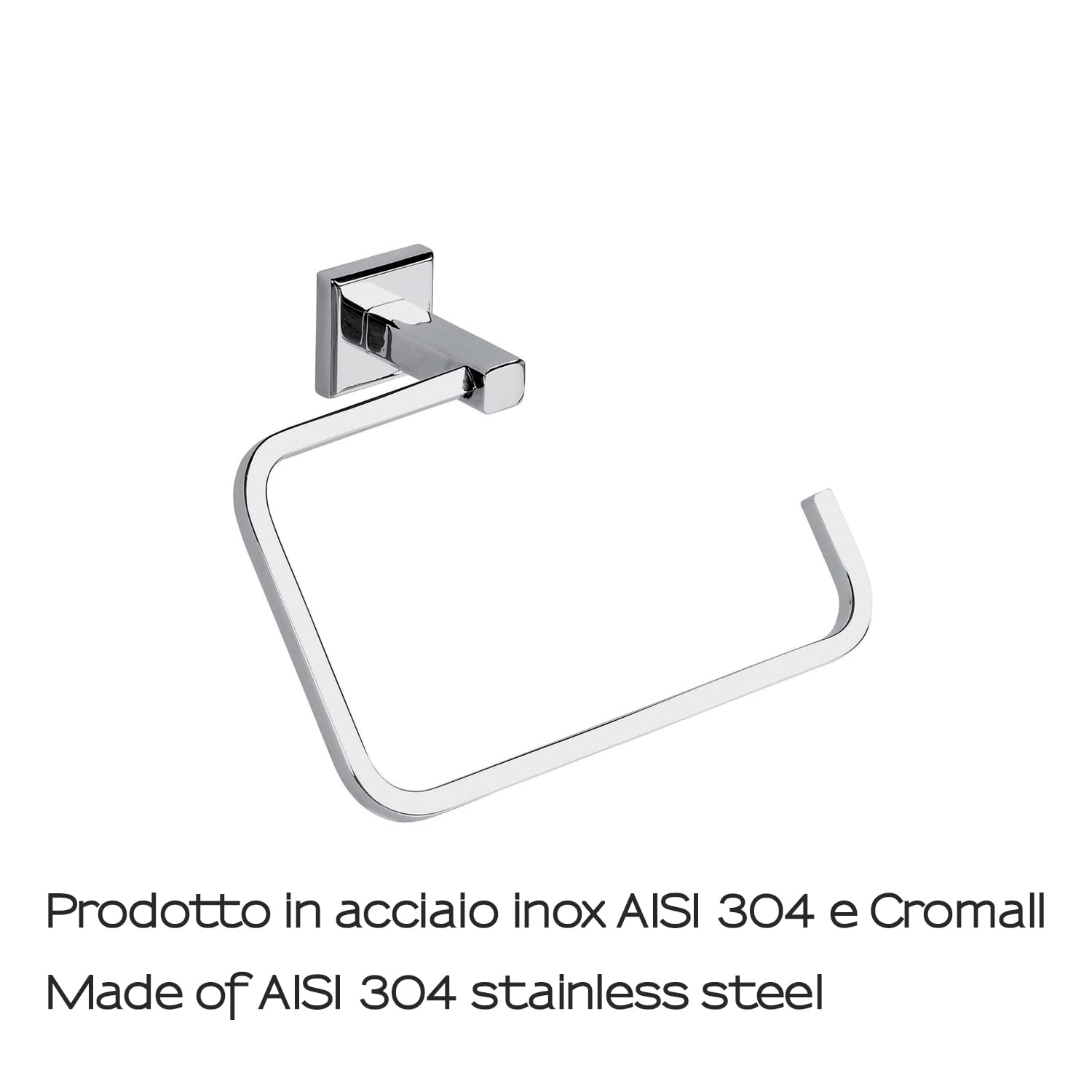 GEDY | Toallero de Anillo Colorado de Acero Inoxidable y Cromado, Colgante de Toallas, fijable con Tornillos incluidos o Pegamento, Peso soportado 7 kg, Cromado, 13,3 x 20 x 6,5 cm