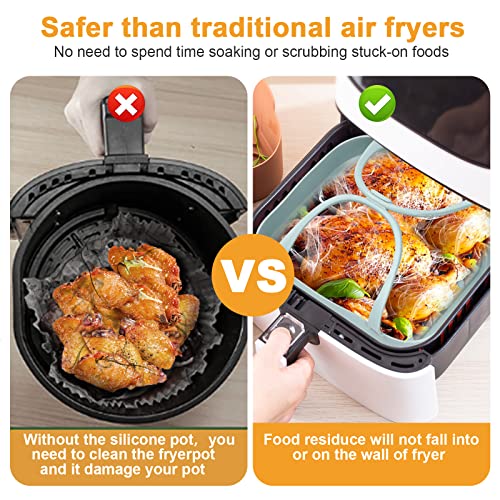 2Pack Air Fryer Silicone Liners 8 Inch Square, Foldable & Reusable Air Fryer Silicone Basket With Handles, Silicone Air Fryer Liners For 4 To 8 Qt - Grey #TOP4