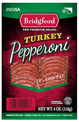 Bridgford Sliced Turkey Pepperoni, 70% Less Fat, Gluten Free, 4 Oz, (Pack Of 3) #TOP1
