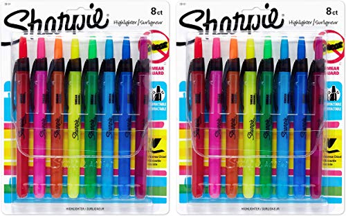 SHARPIE Accent Retractable Highlighters, Chisel Tip, Assorted Colors. Pack of 2
