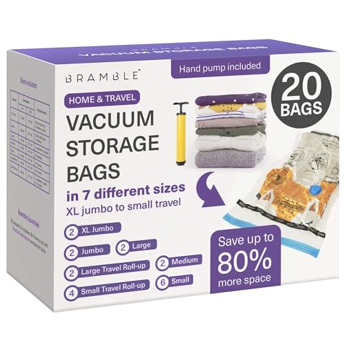Bramble - 20 Pack Vacuum Storage Bags for Clothes - Extra Large...