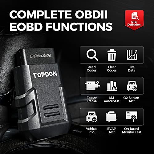 Key Fob Programming Tool&Key Fob Set TOPDON TOPKEY Car Key Programmer for Jeep Dodge Chrysler, Works with Android&iOS Phone Tablet, 10 OBD2/EOBD Functions for DIYer, Mechanics, Locksmiths Black