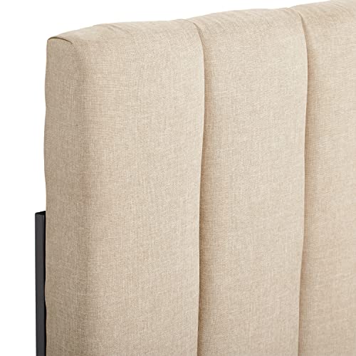 Corliving Helena Channel Tufted Cream Velvet Headboard - Twin/Single #TOP6