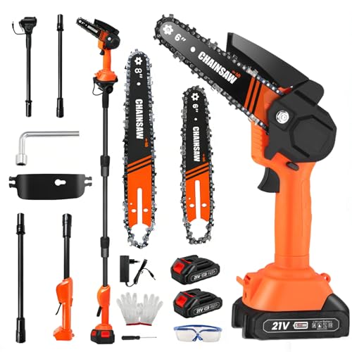 Tronçonneuse et Élagueuse Télescopique 2-en-1 pour Makita 18V, Avec 2 Batteries 1,5 Ah, Chargeur, Chaînes 6+8 Pouces, Perche Télescopique de 2,3 m, Scie...