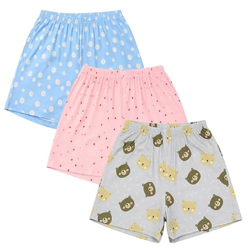Marvmys Womens Pajama Shorts 3 Pack Sleep Shorts Soft Pajama Bottoms Summer Sleepwear Lounge Set S-3XL Medium Daisy,heart,bear