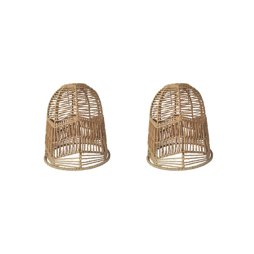 Adoorniequea Light 2 Set Pendant Lamp Shade Paper Rope Woven Ceiling Pendant Shade Lamp Holder
