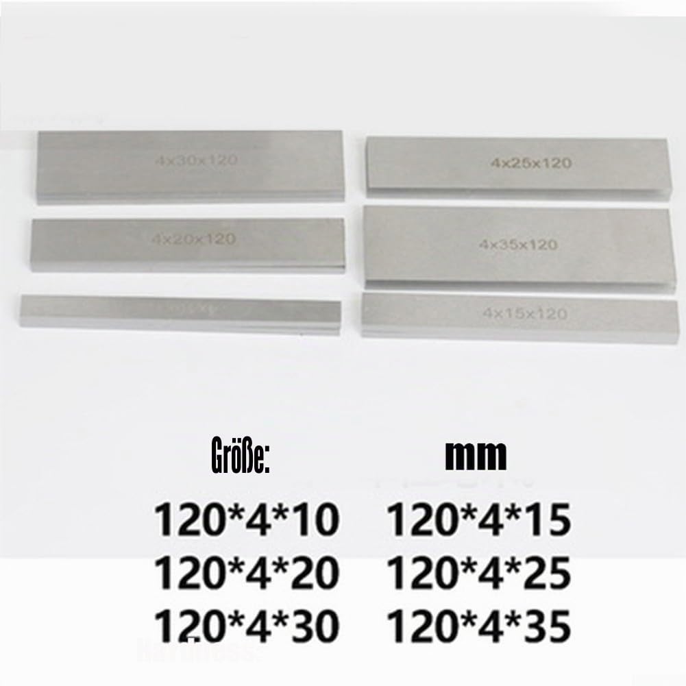 12-teiliges Parallelunterlagen-Set aus legiertem Stahl 120 mm x 10–35 mm für CNC-Fräsmaschinen und Drehbänke mit präzisen Maßen in praktischer Holzaufbewahrungsbox