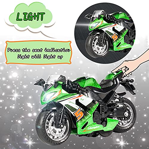 Motorcycle Toy,With Light And Music Toys Motorcycle Diecast Models, Toy Motorcycles For Boys,Toy Motorcycle For Kids 3-9 (Green) #TOP4