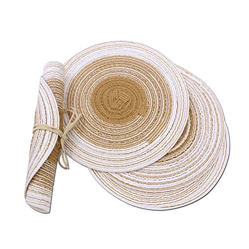 ZJright Set de 4 Tischsets Runde en geflochtene avec 4 Tischsets für den Küchentisch 18,5 cm