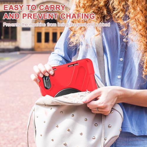 Image of ProElite Cover for Motorola Pad 60 Neo 11 inch 2025 Cover Case, Rugged 3 Layer Armor case Cover for Motorola Pad 60 Neo 11 inch with Hand Grip & Rotating Kickstand with Shoulder Strap, Red