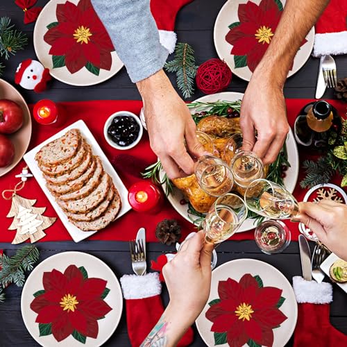Tenceur 100 Pcs Christmas Poinsettia Napkins 5'' Napkins Paper Christmas Cocktail Napkins Disposable Dinner Napkins Party Napkins Beverage Napkins for Christmas Decorations Table Decor Party Supplies – Image 6