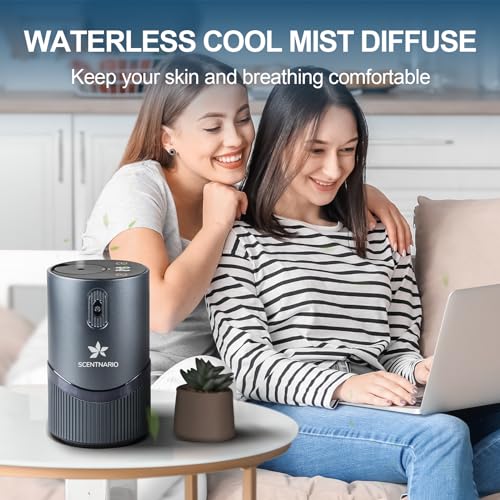 Waterless Essential Oil Diffuser - Aluminum Alloy Aroma Diffuser with Battery Indicator, Portable Smart Scent Air Machine 1/2/3 & Continuous Mist, Anti-TIPP, Timer Setting and Auto-Off Function - Image 3