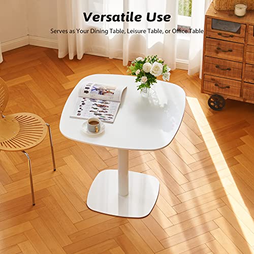 Vonluce Modern Dining Table, 32 Inch Square Tulip Table With Mdf Top And Steel Base, Small Pedestal Table For Dining Room Kitchen Living Room More, Mid Century Kitchen Table With 220Lb Capacity, White #TOP4