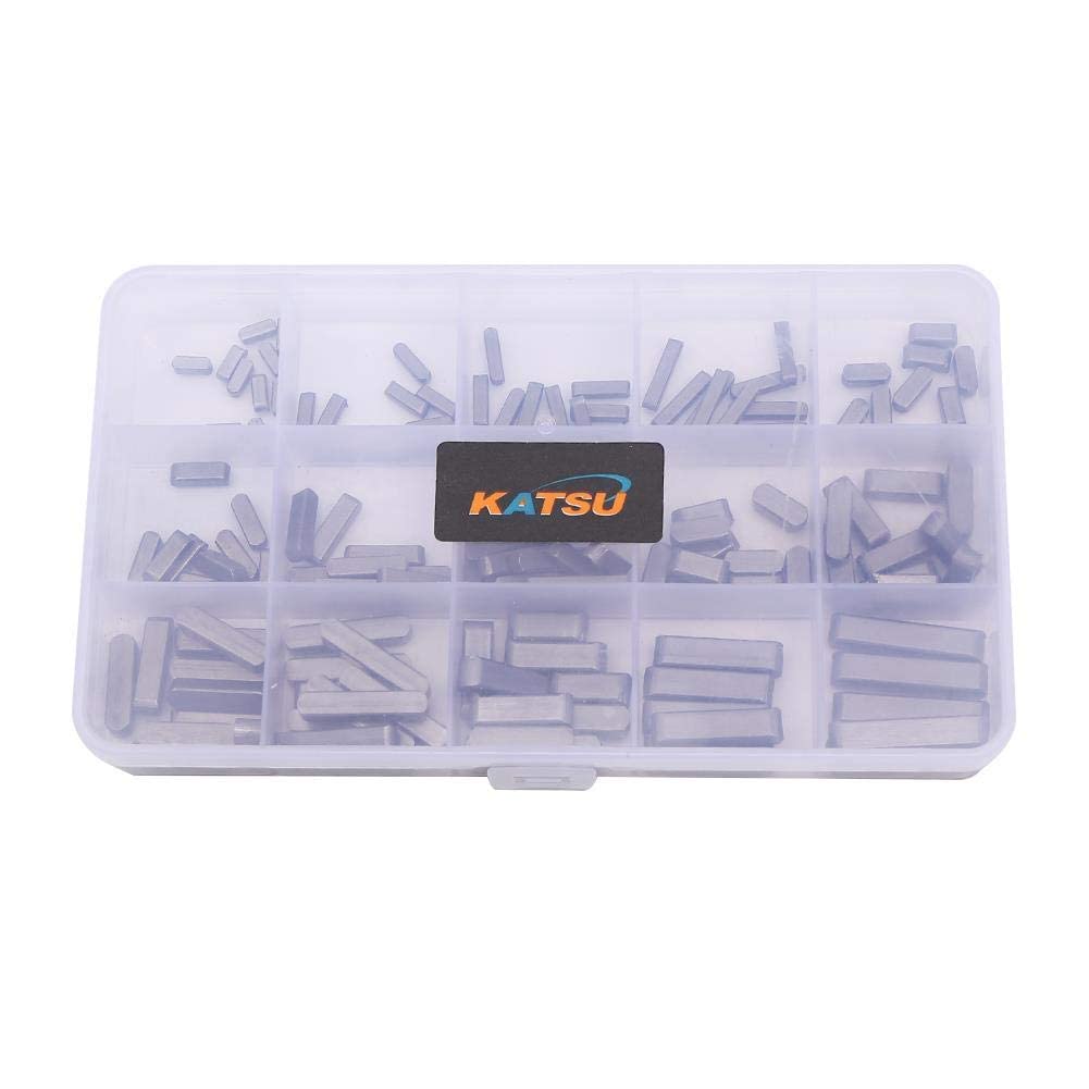 KATSU – jeu de clés d'arbre de Mortor, 140 pièces, Kit d'assortiment d'attaches de poulie à plumes à extrémité ronde de 3mm à 6mm pour l'industrie mécanique