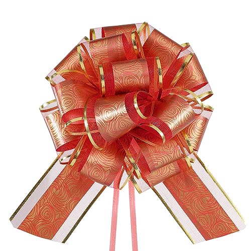 Lazos para envolver regalos HSXJJ de 6 pulgadas y color rojo para cestas de boda