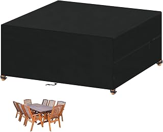 VANSHEIM Funda Muebles Jardín Impermeable Funda para Muebles de Jardin Exterior Funda para Mesa Jardin Exterior 420D Oxford Tela Protector Muebles Jardin Cubierta Mesa y Sillas Jardin 200x140x90cm