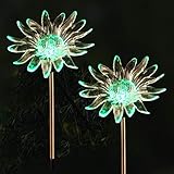 2PCS Waterproof Outdoor Solar Garden Stake Lights with Vivid Figurine –Sun Flower LED Garden Landscape Lawn Lamp for Flower Beds Backyards Decoration
