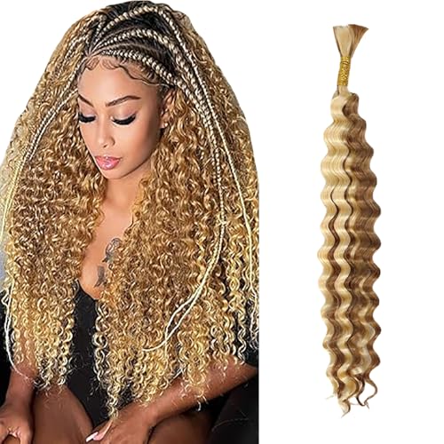 Cheveux naturels pour tressage Deep Wave extensions haut de gamme méchées blond miel