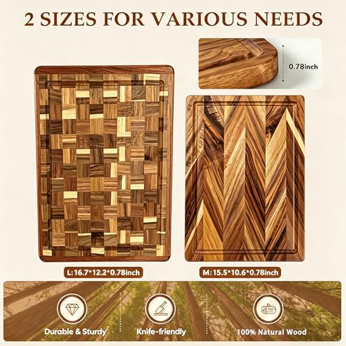 Set de tabla de cortar de madera de acacia rectangular miniatura 2