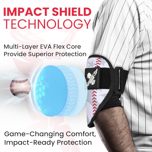Exxact Sports Plain Baseball Elbow Guard Youth & Adult, Batters Softball Elbow Guard Baseball with Adjustable Straps - (White Baseball Flag, Adult) by Exxact Sports - Used condition - US$11.05