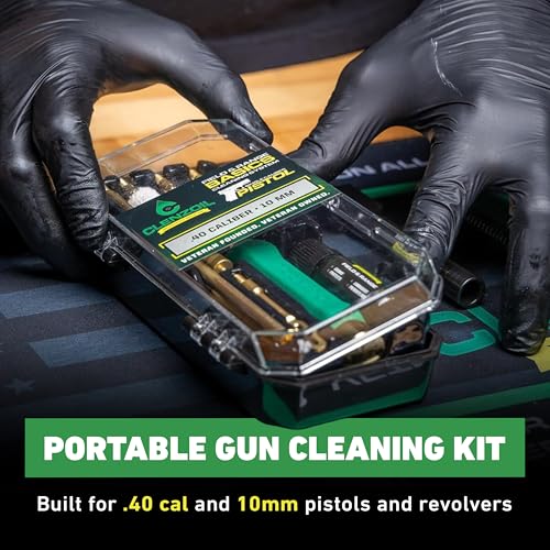 Clenzoil Pistol Basics Single-Caliber Cleaning Kit - All-in-One Gun Cleaning Kit - Gun Maintenance & Firearm Care - with Bore Brushes, Gun Oil & More - for 40 Caliber & 10 mm Pistols - Thumbnail 2