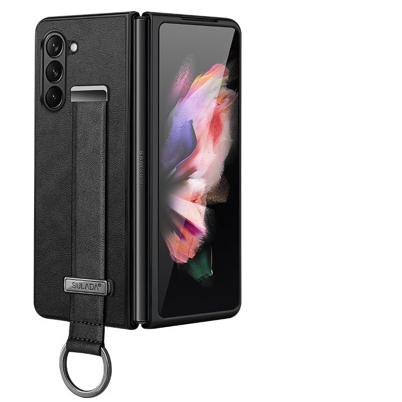 Étui pour Samsung Galaxy Z Fold 6 noir en cuir rigide à rabat