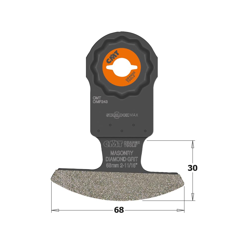 CMT Orange Tools OMF243-X1 Segmentowe ostrze narożne 68 mm z nasypem diamentowym do narzędzi wielofunkcyjnych oscylacyjnych – do materiałów murarskich