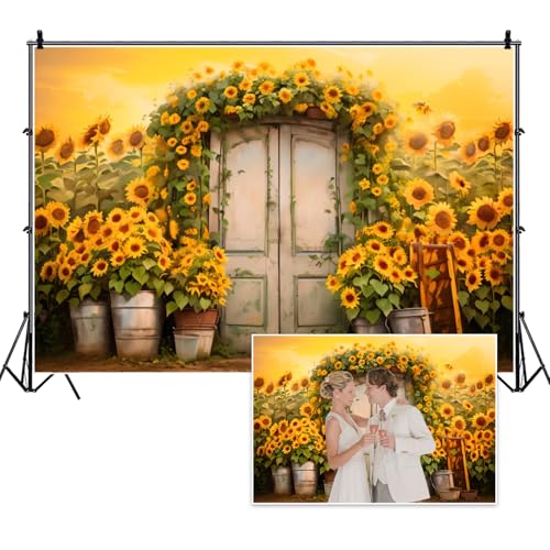 Fondo fotográfico vintage de flores amarillas 300x250 cm miniatura 1
