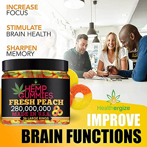 Hemp Gummies for Peace and Relaxation-High Potency Hemp Oil Gummys Peach-Fresh Full Flavor-Natural Hemp Edibles-for Back, Knees, Calm, Sleep, Discomfort-36 Large Rings-Made in USA - Image 7