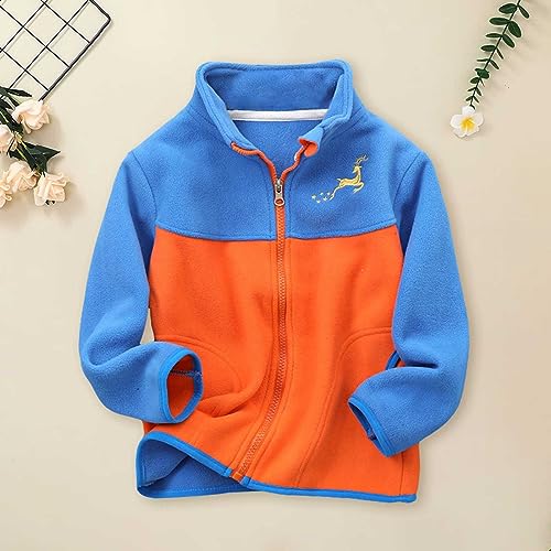 Kids Girl's Polar Fleece Full-Zip Mock Jacket Boy's Color Block Sweatshirt Jacket Thick Fall Winter Windproof Coat2