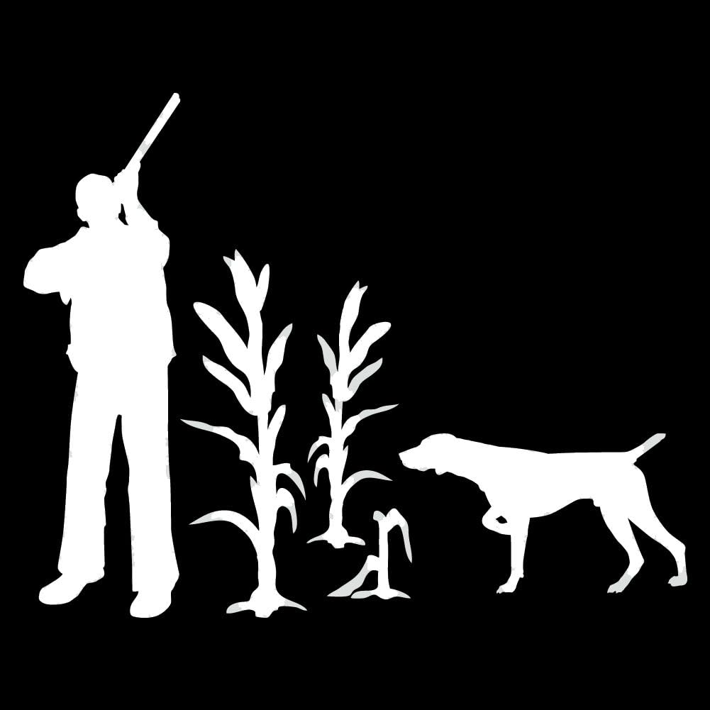 Express Yourself Unpland Pointer and Hunter (White - Facing as Shown - 3XL) Decal Sticker - Hunting Dog Collection