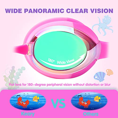 Image of Keary Kids Swim Goggles for Toddler Children Girls Boys Youth, Anti-Fog Waterproof UV Protection Clear Vision
