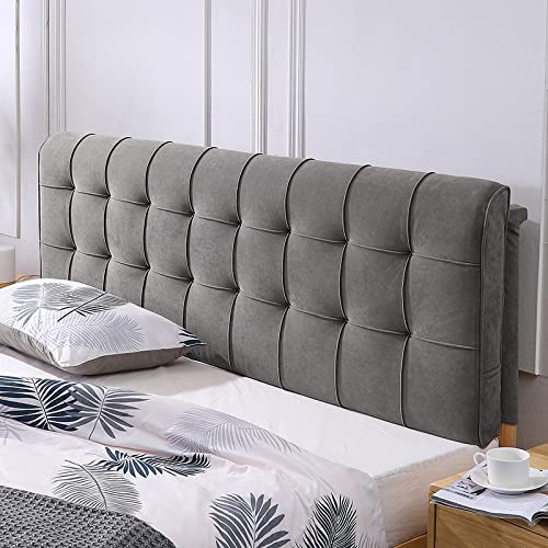 Funda gruesa lavable para cabecero de cama King, doble, individual, protector antipolvo para cabeceros de madera, cuero y metal, color gris, 120 x 58 cm