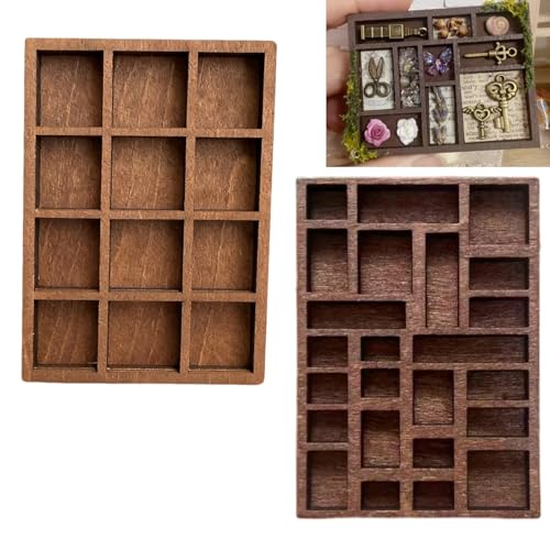 KxpkBom 2 Piece Set Two Style Wooden Display Shelf Miniature for Trinkets and Small Items Trinket Display Wall Shelf Organizer and Trove