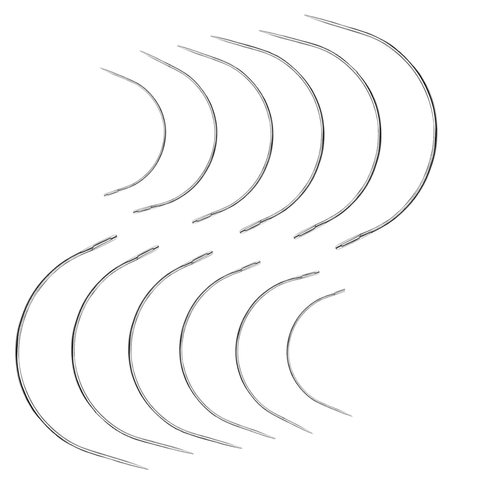 Bogclee Silver 12 Pcs Curved Needle Set, 2" To 5" Curved Hand Sewing Needles, Upholstery Needle, For Sewing Repairing Carpet Leather Canvas Weaving Crafts