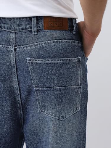 Image of Urbano Fashion Men's Loose Baggy Fit Washed Jeans Non-Stretchable