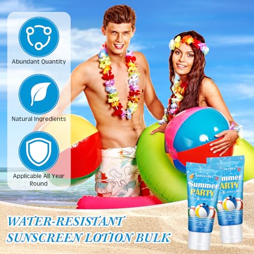 Image of 24 Pcs Travel Size Mini Sunscreen Bulk for Summer Vacation Spf 30 Water Resistant Sunscreen Lotion Sunblock for Thank You Gifts Hawaiian Wedding Pool Party Favor (Beach Ball)