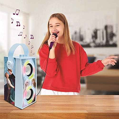 Lexibook Disney Frozen - Portable Bluetooth Light Speaker with Microphone, Light effects, Karaoke, Wireless, USB, SD card, Rechargeable battery, blue / purple, BTP180FZZ