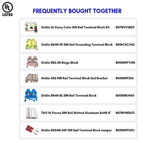 Dinkle White Dk2.5N-We Din Rail Terminal Block Screw Type Ul 600V 20A 12-22Awg, Pack Of 100 #TOP6