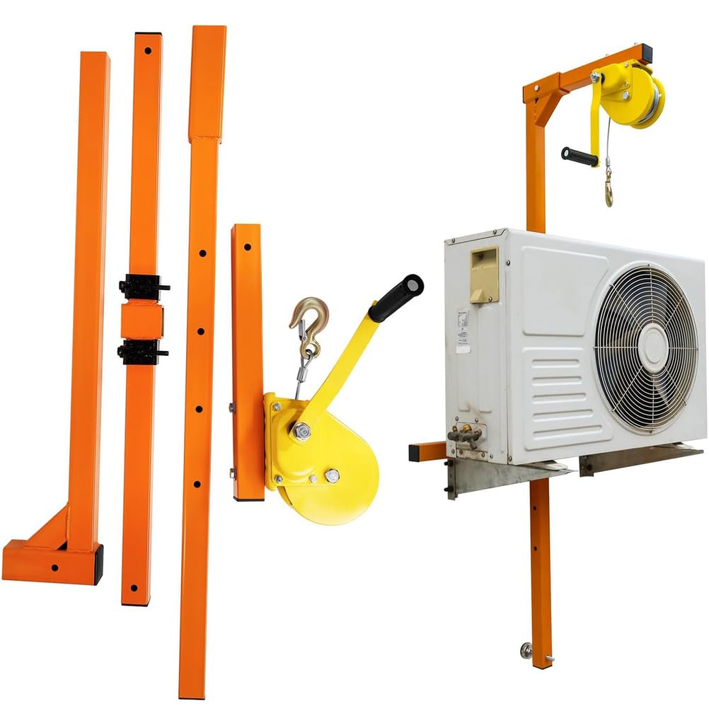 Gyeqxkt 150Kg 20M Manual Winch Hoist Folding Crane Bracket For Air Conditioner Installation And Lifting, 150Kg Capacity