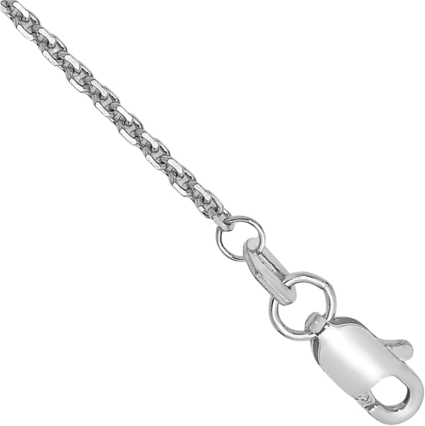 IceCarats 10K Solid White Gold Round 1.45mm Dainty Rolo Cable Chain Necklace Polished