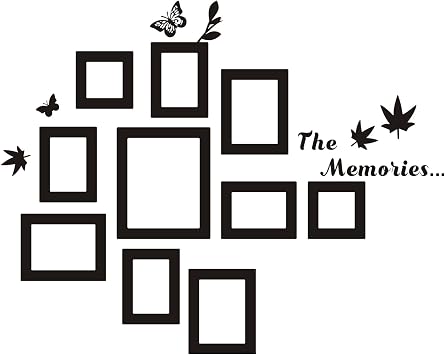 10 Pcs Picture Frames Wall Decal The Memories Vinyl Stickers, Removable Photo Frame Butterflies Leaves Art DIY Sticker Mural for Bedroom Playroom Living Room Office Home Window Door Decoration