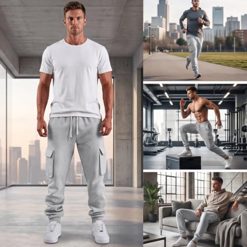 Cargo Joggers Men Comfy Elastic High Waisted Jogger Pants Cargo Joggers - image 5